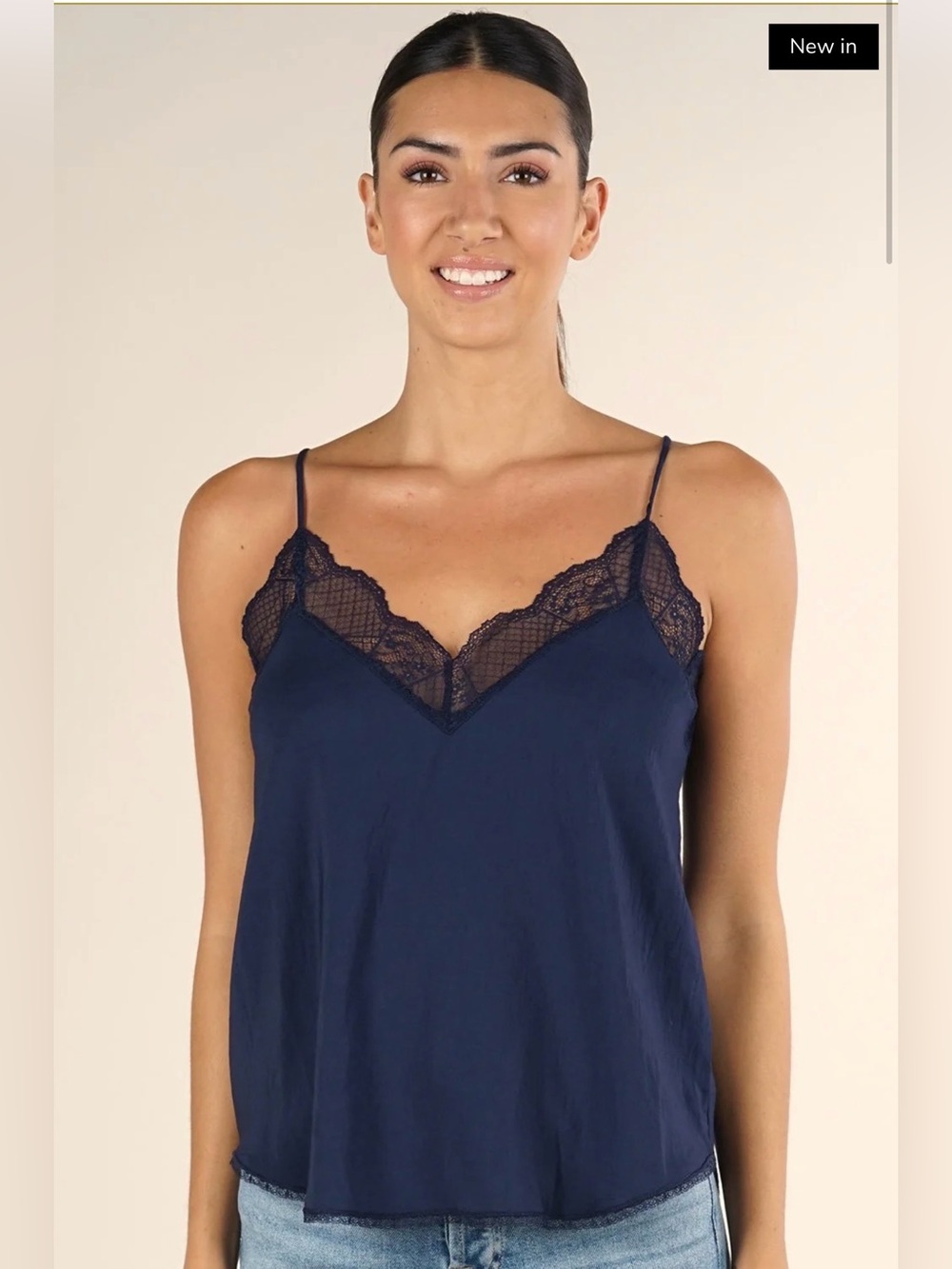 lovestitch Navy Satin Lace Trim Camisole